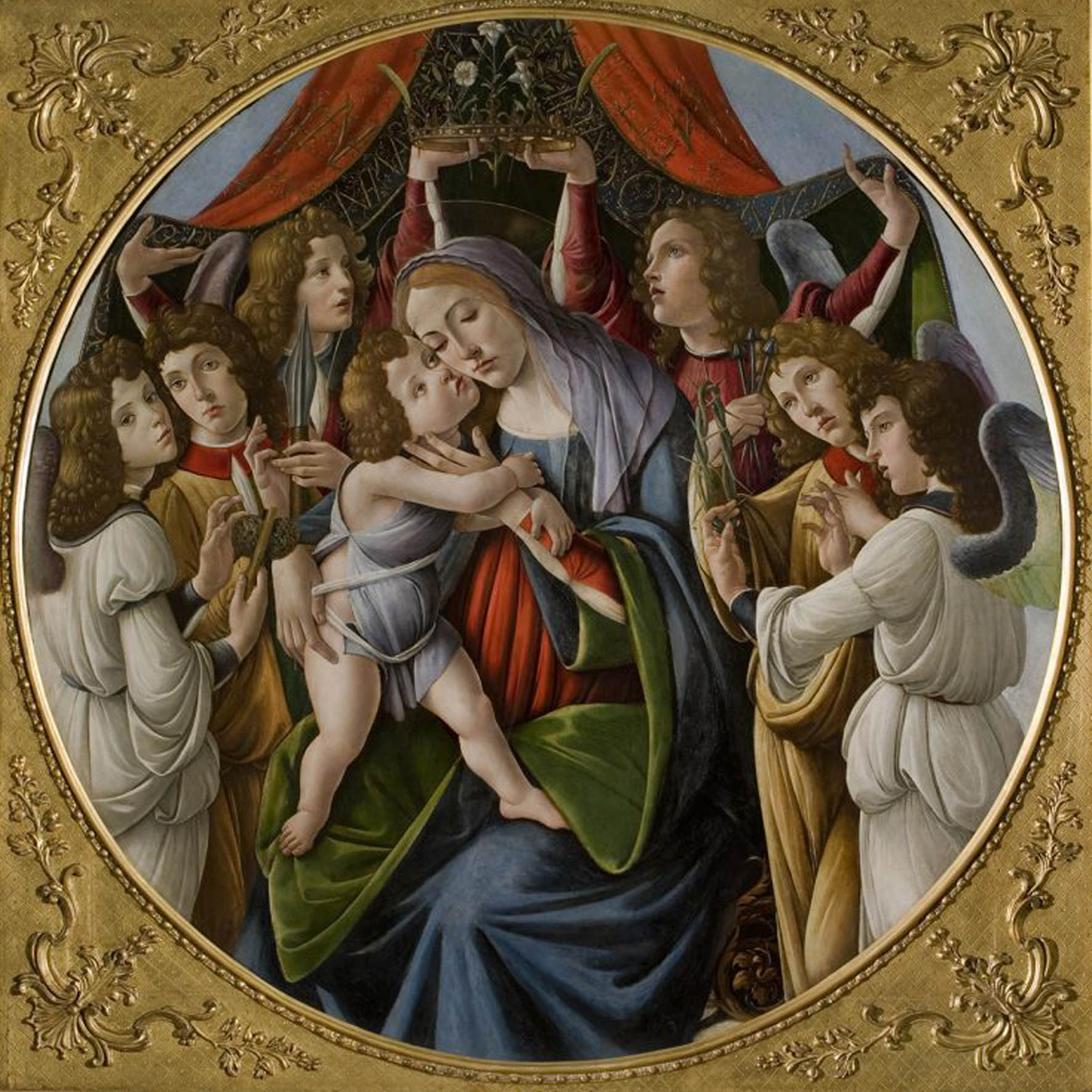 BOTTICELLI: MADONNA AND CHILD WITH SIX ANGELS